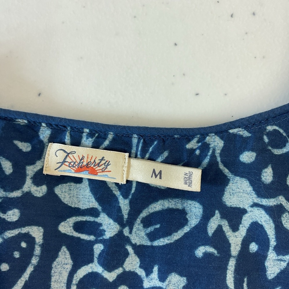 Faherty Silk Blend Solstice Sunburst Mix Print Long Sleeve Minidress M Navy blue - Picture 8 of 13